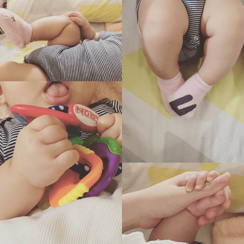 Silk nhà mình 6.5 tháng biết đủ trò từ gặm tay, bú chân, phun mưa...